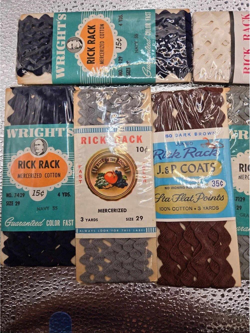7 Packs of unopened vtg Rick Rack in various colors, sewing notions, ric rac
